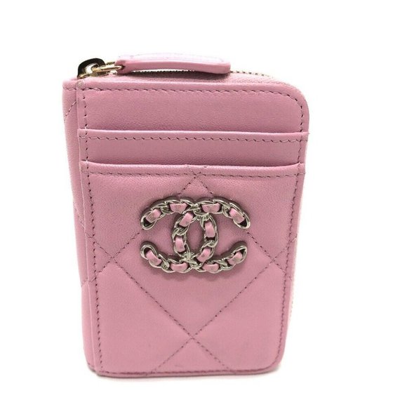 CHANEL CC Mark CC Matelasse/Card Case wallet coin purse Lambskin pink - Picture 1 of 12